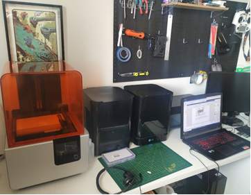 Pablo Arzate (Industrial Designer) designing and iterating from home using a 3D printer.